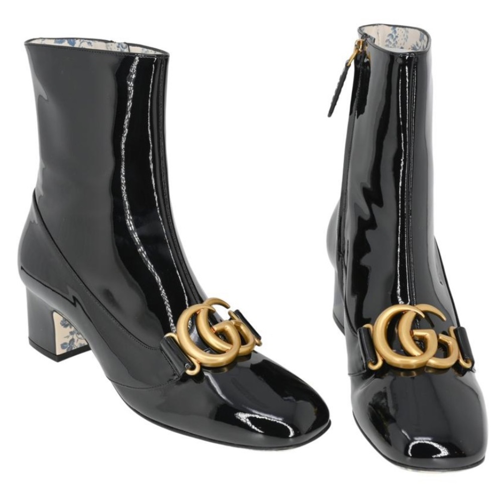 Gucci patent marmont boots